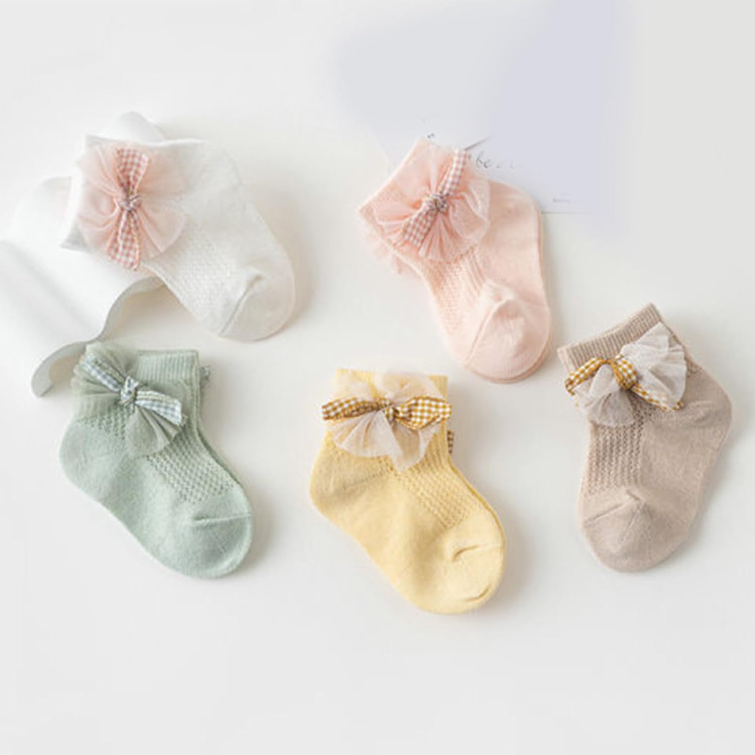 Baby Socks Breathable Ankle With Bowknot Decors For Girls Age 0-2 Year Lovely Princess Fashionable Ankle Socks