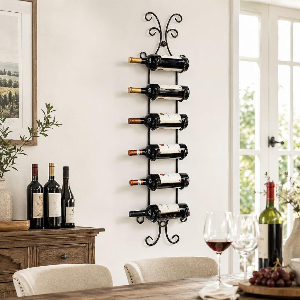 DanDiBo Weinregal Wand Metall Flaschenregal Schmal Regal 6 Flaschen 568 Wine Rack Weinflaschenregal Bar Wein Regal Getränkeregal Flaschen