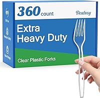 Dealusy 360 Count Extra Heavy Duty Clear Plastic Forks - BPA-Free, Heat Resistant, Durable Disposable Bulk for Parties & Events