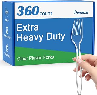 Dealusy 360 Heavy Duty Clear Plastic Forks - BPA-Free, Heat Resistant, Disposable Bulk for Parties & Everyday Use