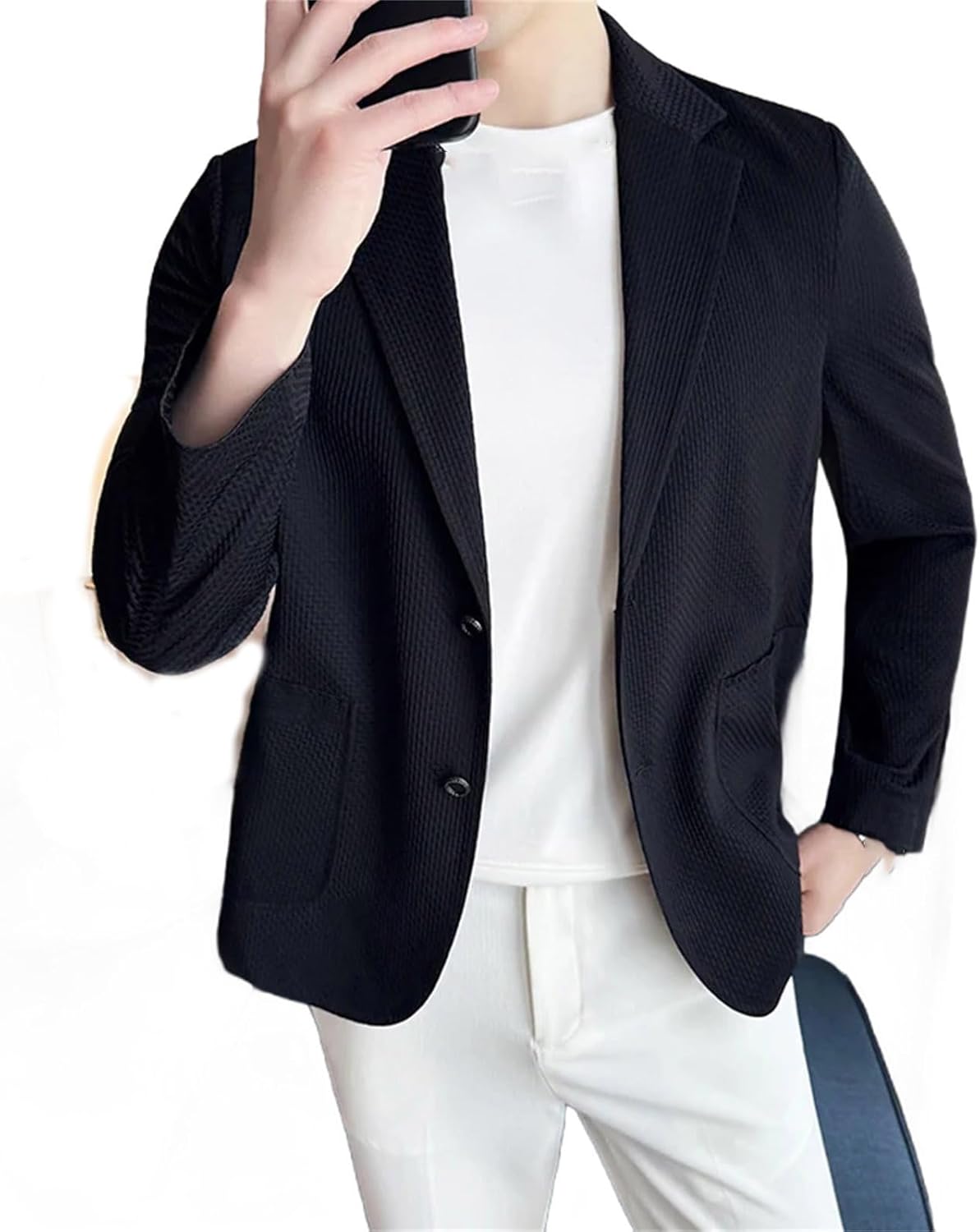 Mens Seamless Sunscreen Suit Jacket Breathable Unlined Blazer for Business Social