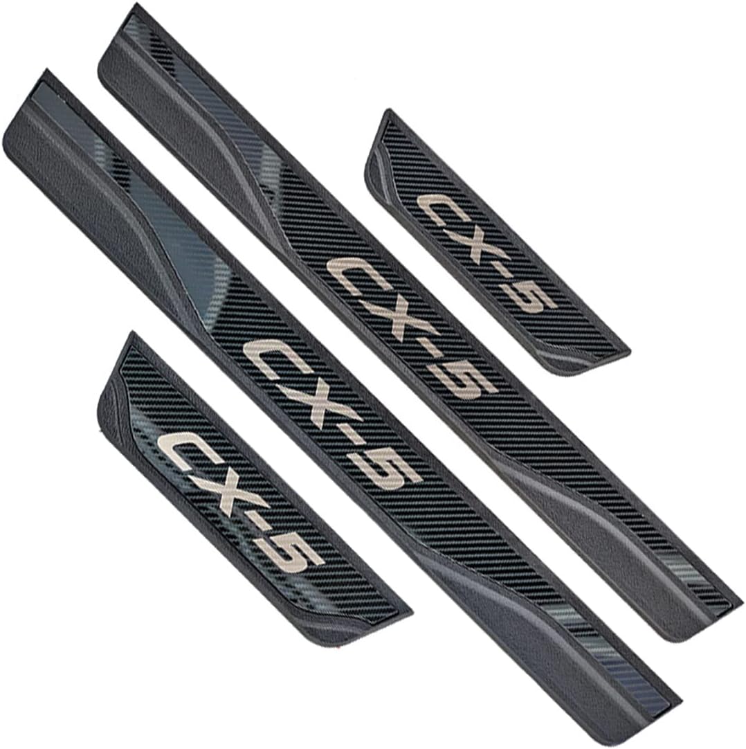 Stainless Door Sill Protector Kick Plate Entry Guard Kit for Mazda CX-5 2013-2026 Interior Accessory (Carbon CX5)