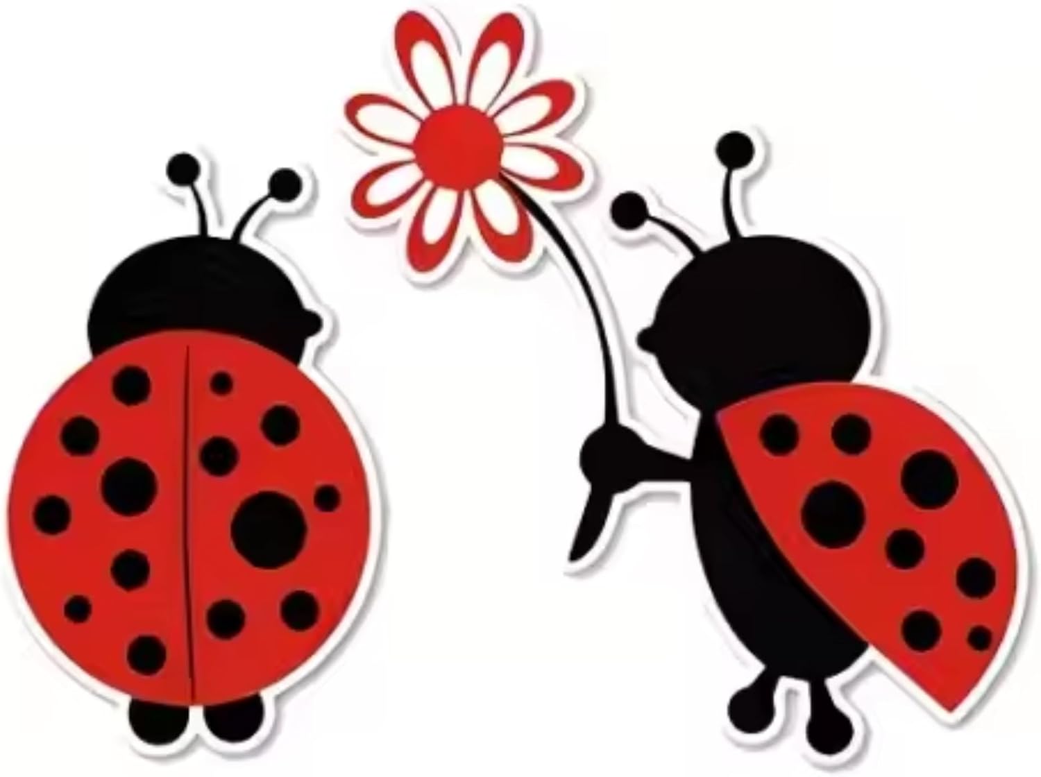 Ladybug Sticker Decal – Cute Red Ladybug with Daisy Flower Vinyl Stickers for Car Bumper, Laptop, Window – Waterproof Insect Decals for Kids, Girls Room, Planner, Gift, 5.5 Inches