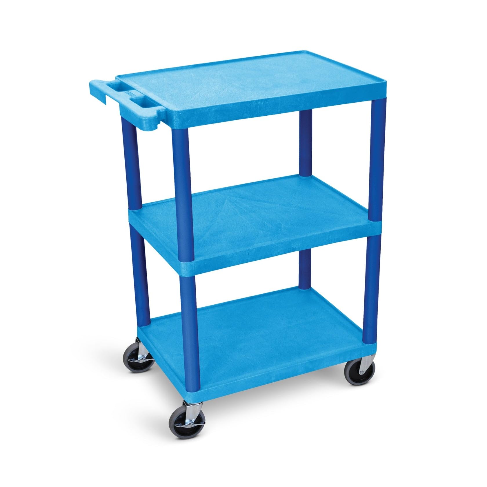 Luxor HE34 Utility Cart (Pack of 10) 3 Shelves Structural Foam Plastic - Blue