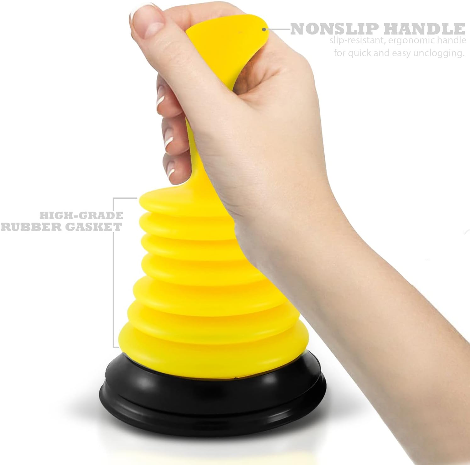 Meadow Lane Small 7 Sink Plunger - Mini Clog Remover for Kitchen & Bathroom Sink Drains - Hand Ergonomic, Space-Saving & Powerful Suction - Universal Fit for Home or Commercial Use, Yellow****