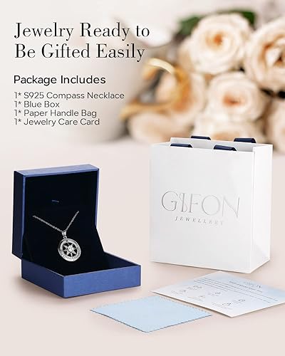 Miniatura 5 de S925 Necklace Gift for Wife Compass Jewelry Women Anniversary Sterling Silver Girlfriend Birthday Gifts for Her Valentines I'd be Lost without You