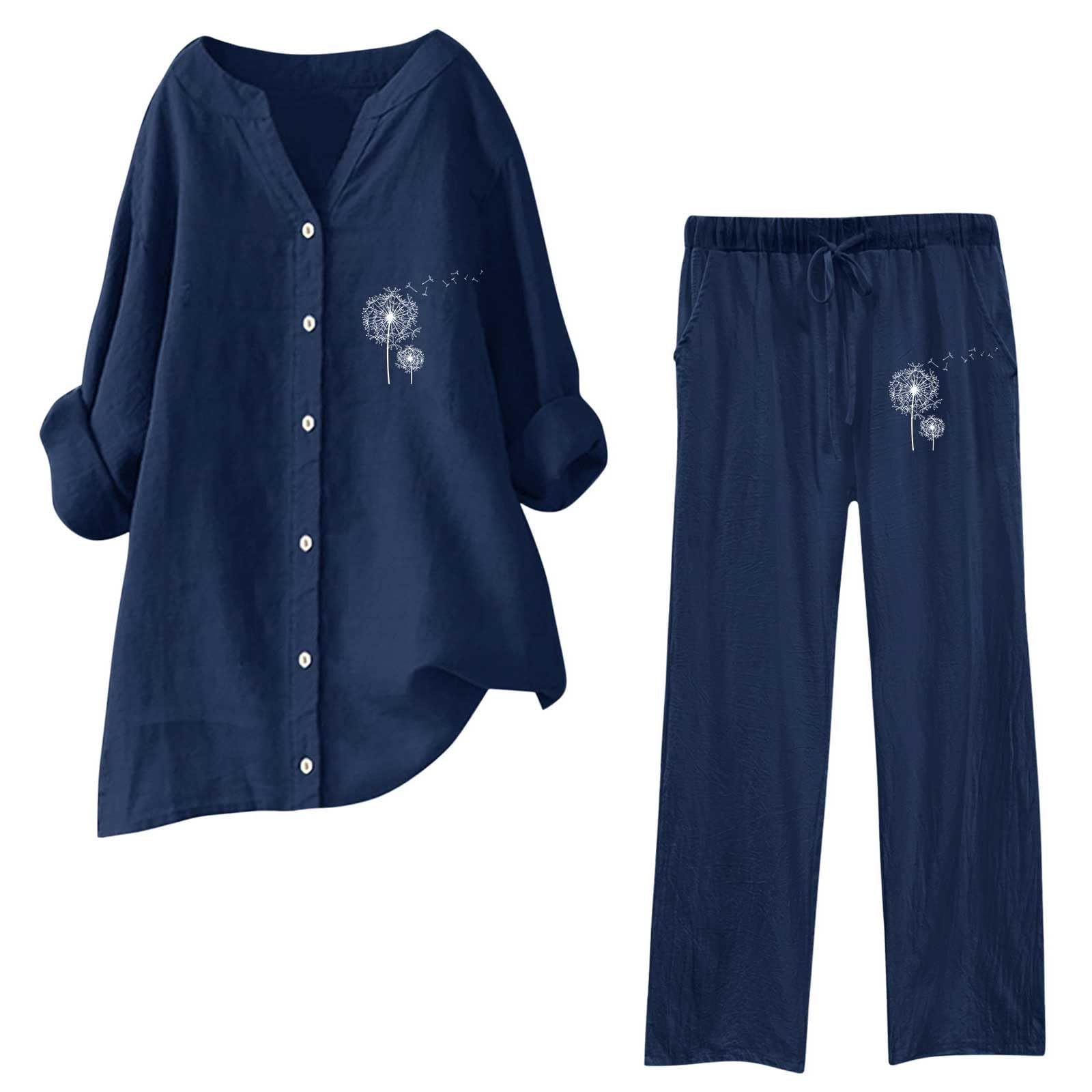 Jogginganzug Damen Jogginghose Nicki weites Bein, Bluse, Taschen, elastische Hose, Lässiges V-Ausschnitt-Hemd, Hose, modische Streetwear Hosenanzug Damen Anthrazit