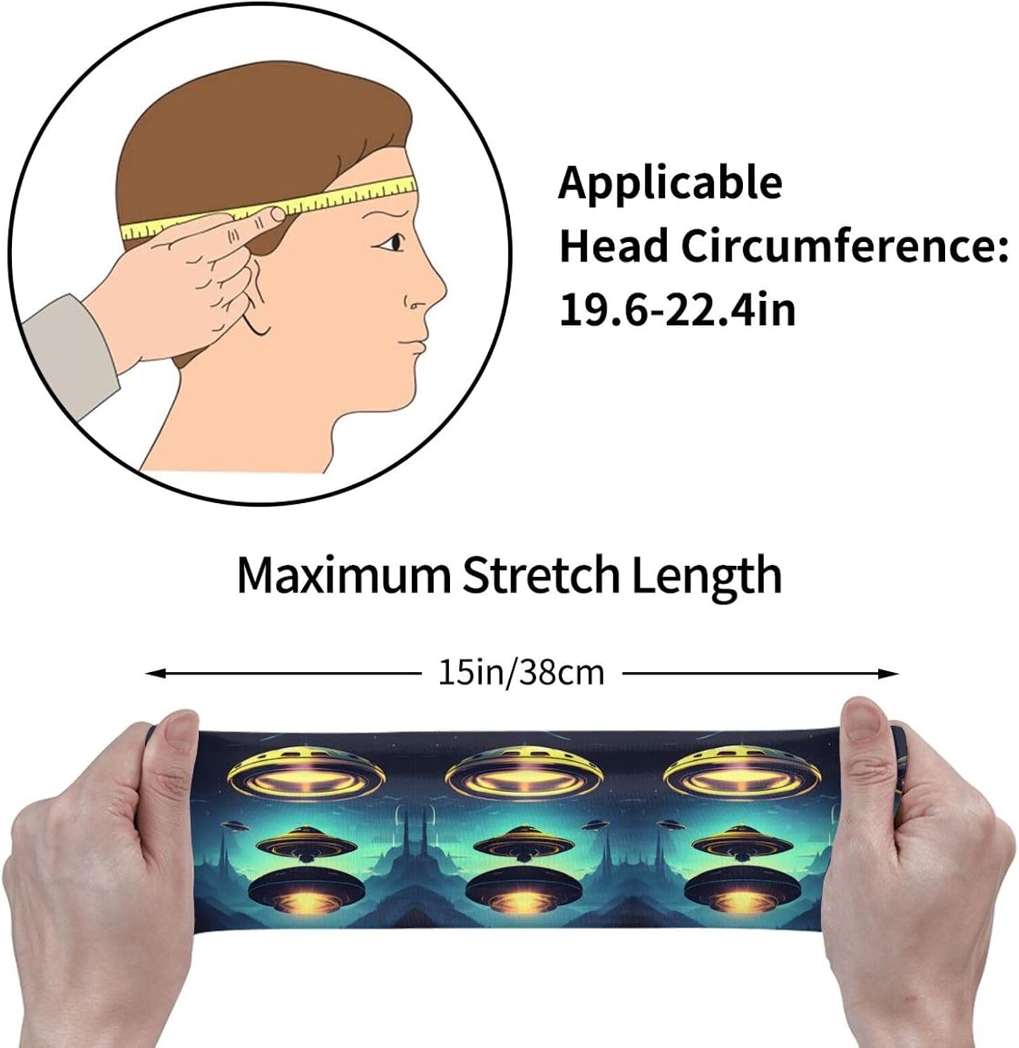 Sports Sweatband Headband Exquisite Spacecraft descend Print Breathable Lightweight Foldable Fitness Accessory image 5