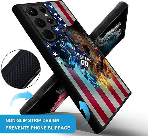 Miniatura 7 de Funda personalizada para teléfono de fútbol de rugby deportivo con nombre de la bandera de Estados Unidos para Samsung Galaxy A13 A53 A14 A03S A71