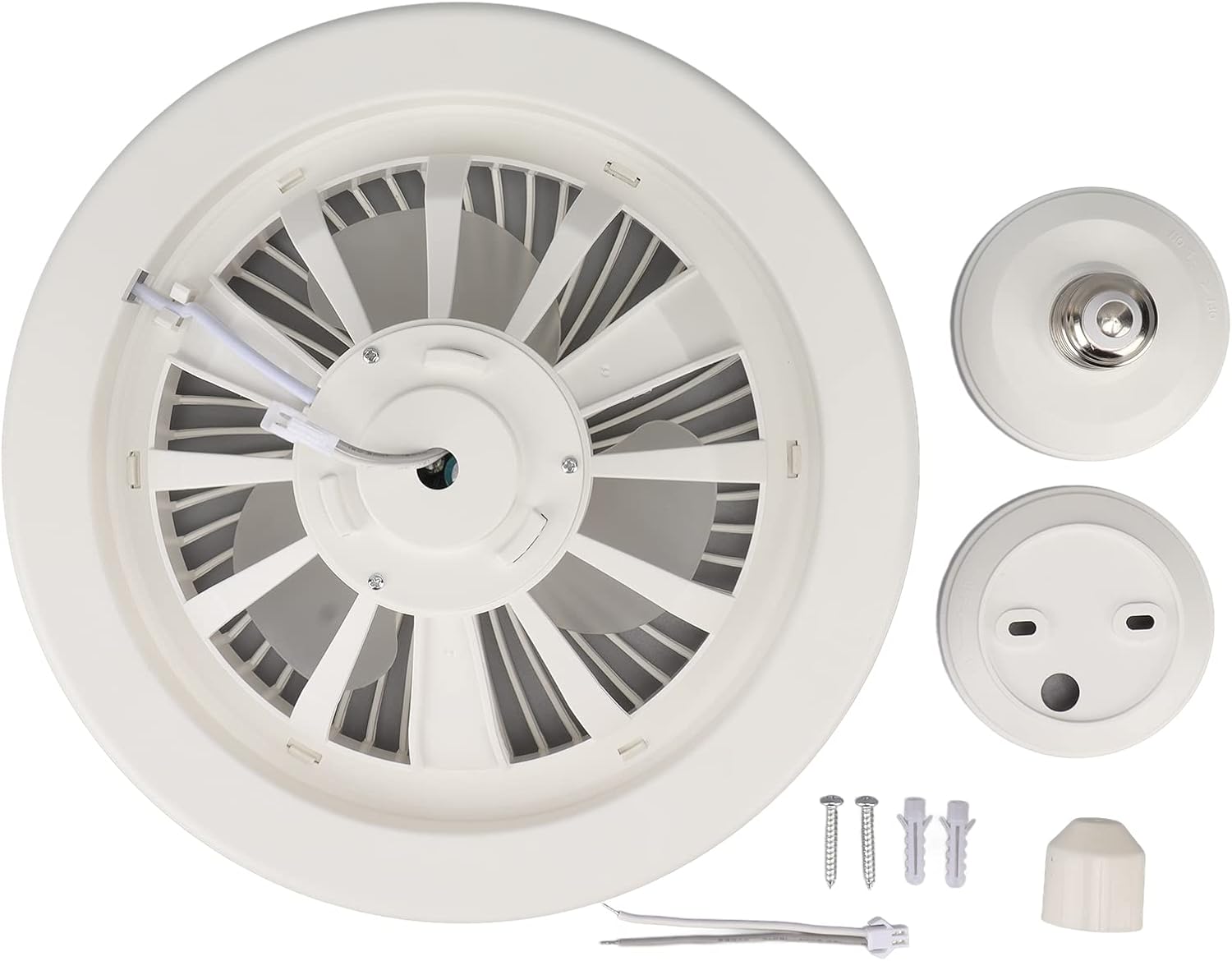 9.8In Ceiling Fan with Lights, 3 Speeds Modern Enclosed Low Fan with E27 Lamp, Quiet Ceiling Light for Living Room, Kids Room, Bedroom, 2 Installation Methods, White