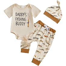 Newborn Infant Baby Boy Fishing Outfit First Birthday Clothes Short Sleeve Romper + Pants + Hat 3Pcs Set