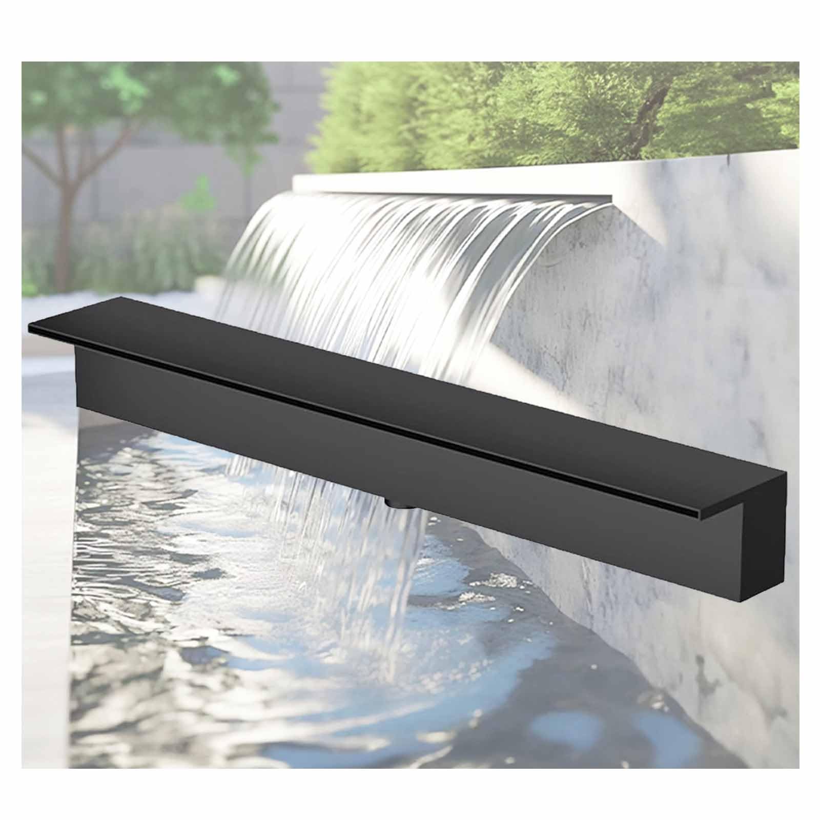 Fontaine cascade de piscine en acier 304 noir au fini haut de gamme
