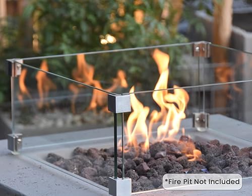 Miniatura 2 de Elementi Manhattan - Juego de accesorios para hogueras con pantalla de vidrio templado de 22 pulgadas, tapa de acero inoxidable de 21 pulgadas,