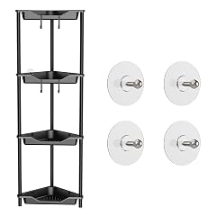 Orimade Rustproof 4 Tier Floor Standing Corner Shower Caddy Bundle with Round Adhesive Replacement Stickers
