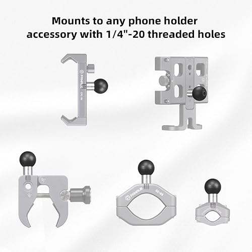 Miniatura 4 de FANAUE B-17 Adaptador de cabeza de bola de aluminio de 0.669 in con rosca de 14 de pulgada compatible con Garmin GPS Mount y 0.669 in brazo de doble