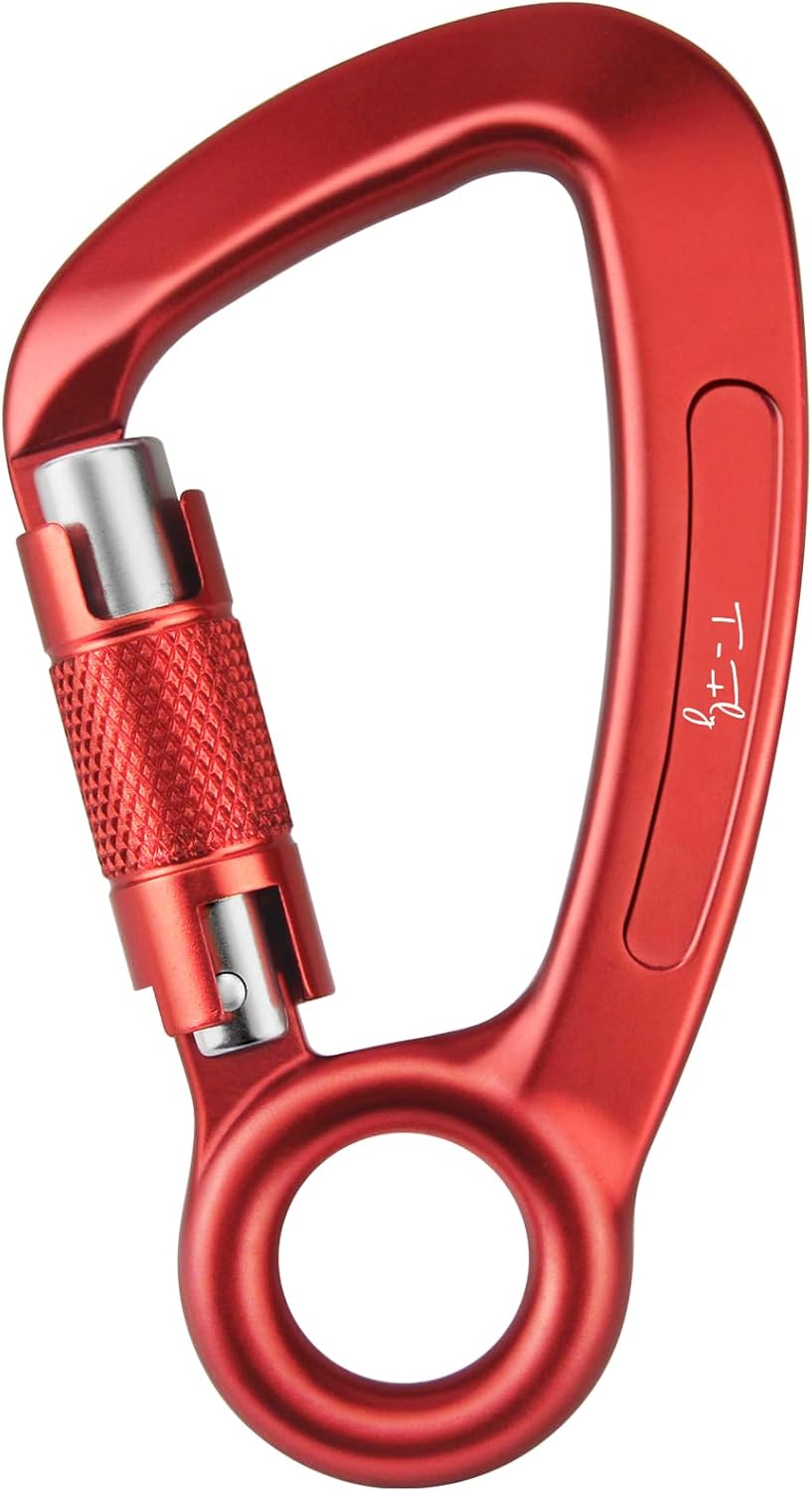 T-Fly Auto Locking Carabiner 35KN (7868 lbs), UIAA Certified Climbing Rock Carabiner with Round Eyelet for Rappelling, Climbing, Ropes