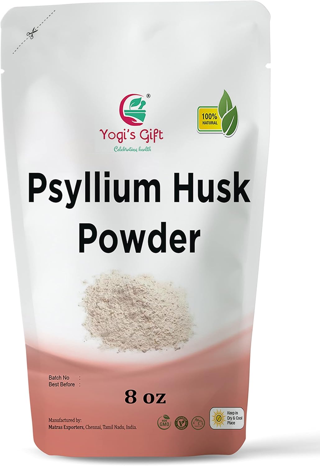 Psyllium Husk Powder 8 oz Soluble Fiber Supplement Keto Friendly Use in