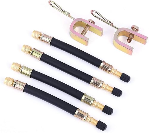 Extensión de vástago de válvula de neumático de goma flexible de 5.512 in, 2 abrazaderas, adaptador extensor de válvula de neumático para camión,