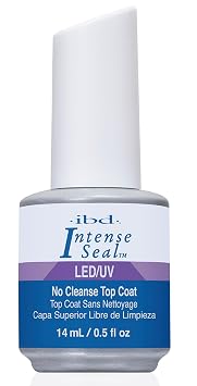 IBD LED/UV Intense Seal No Cleanse Top Coat for Gel and Acrylic Nails, High Gloss Mirror Shine, Non Yellowing Formula, 14ml 0.5 fl oz