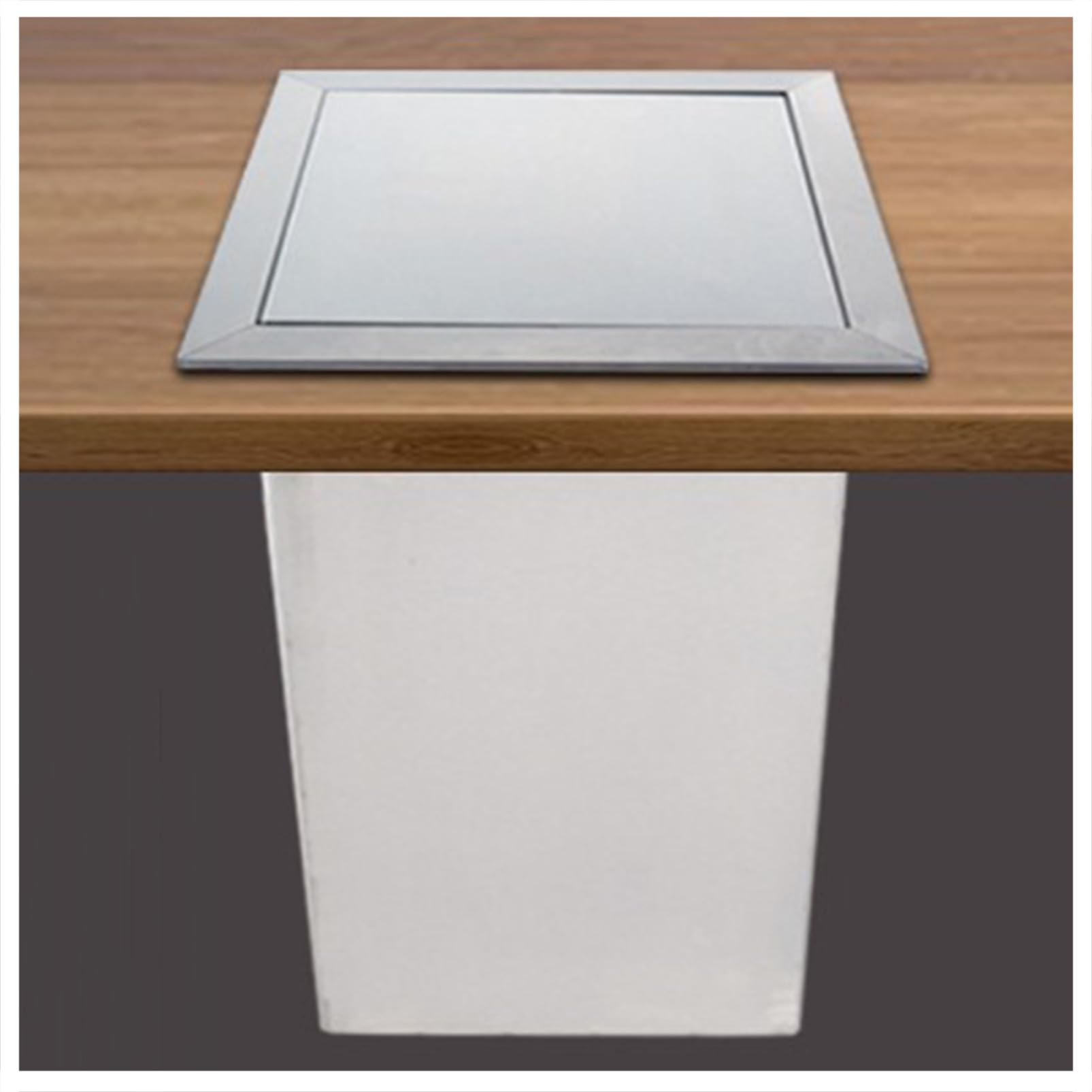 Asdchzen Silvery Countertop Waste Chute Built-In Trash Can, Stainless Steel Waste Bucket Save Space Garbage Can, Kitchen Cabinet Inserted Trash Chute Embedded Trash Bin, Swing Lid Trash Can,-Lid + Trash Can