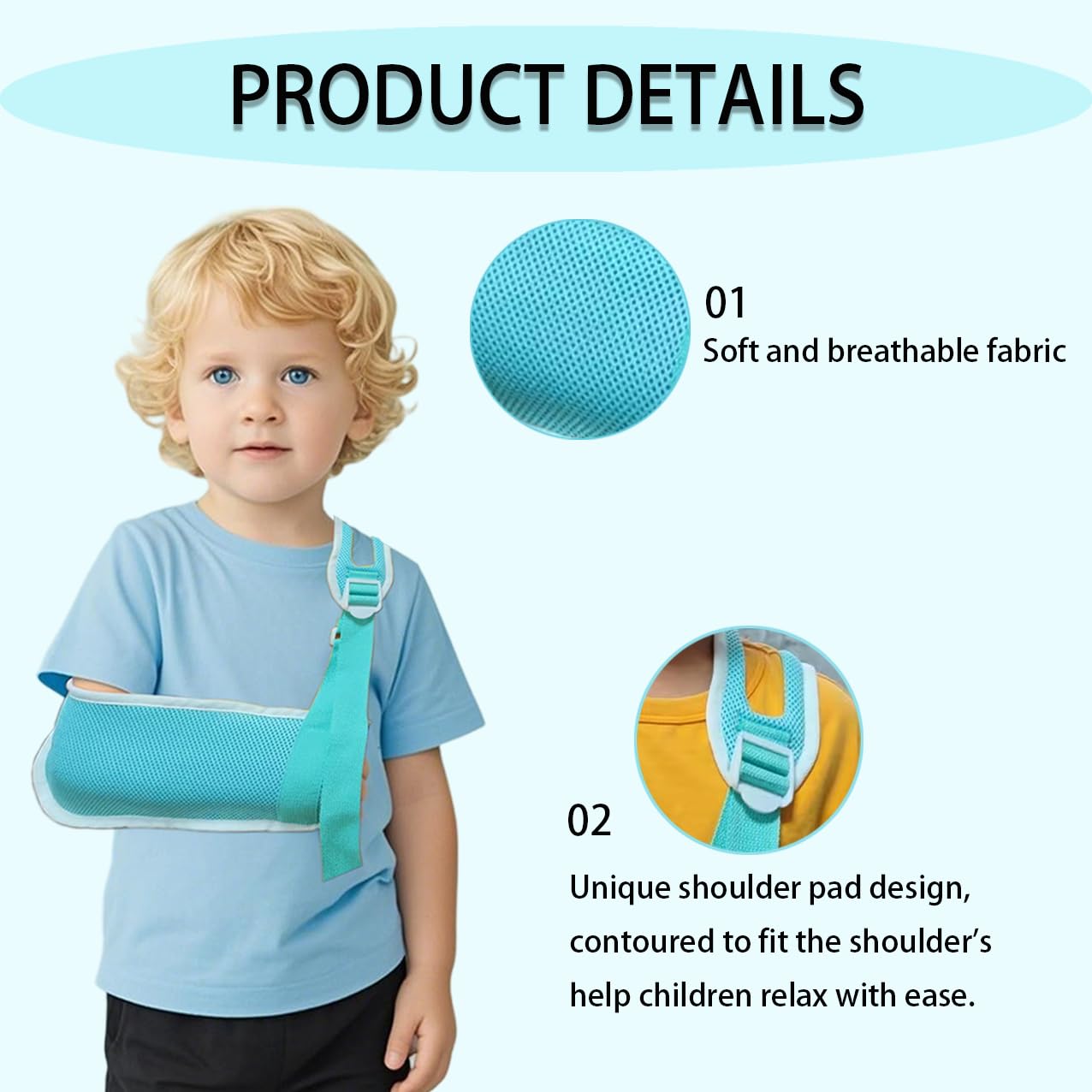 Fascia per braccio traspirante per bambini, stabilizzatore di supporto per lesioni al polso/gomiti/spalle, si adatta perfettamente sia alla mano sinistra che alla destra (blu, S)