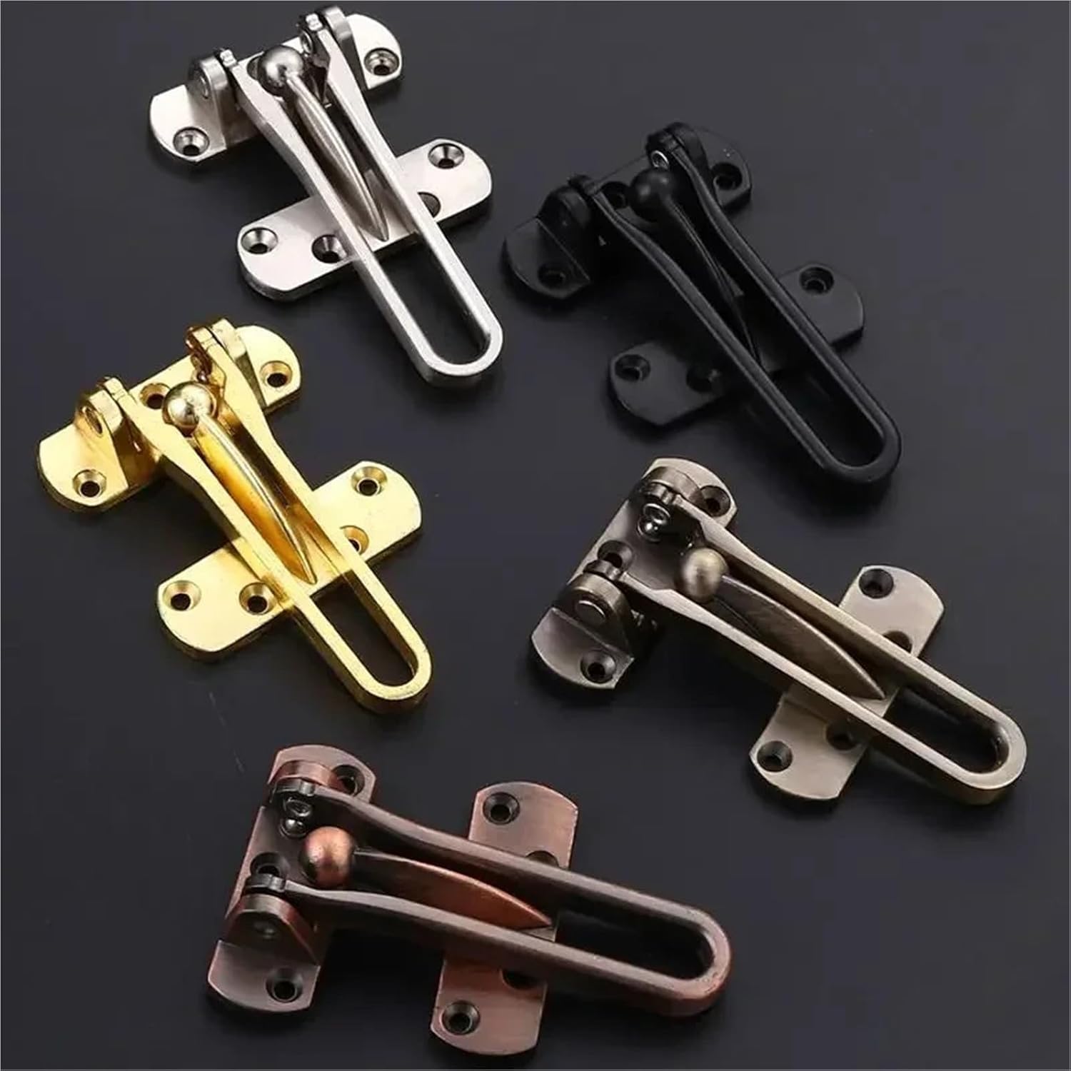 Zinc Alloy Security Door Lock, Heavy Duty Safety Guard Latch with Handle for Home and Hotel Door Protection(C)
