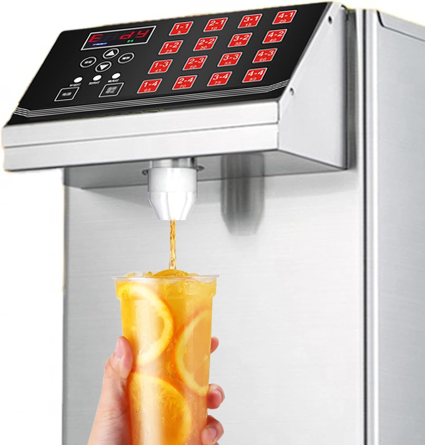 110V Stainless Steel Automatic Fructose Dispenser, 9L Fructose Quantitative Machine, Syrup Dispenser for Bubble Tea, Coffee, Dessert, Quantitative Memory