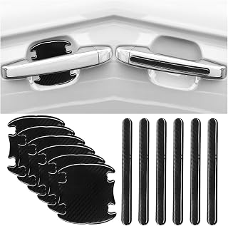 KITUREK Car Door Handle Scratch Protector, Traceless Cup Handle Sticker Decal, Bowl Protector, Paint Protection Film - Carbon Fiber (12PCS)