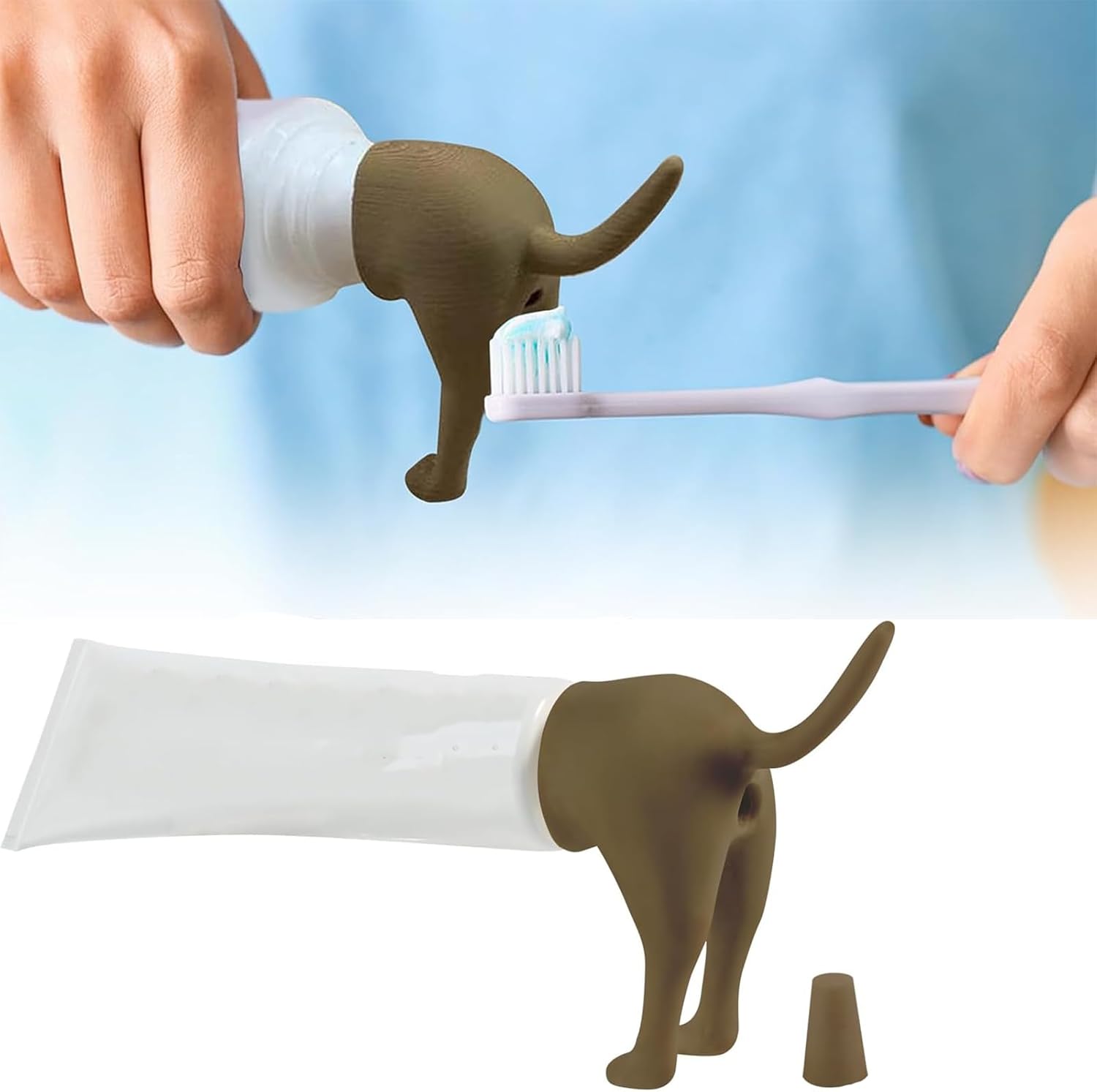 Pooping Dog Butt Toothpaste Topper Funny Gift, Dog Pooping
