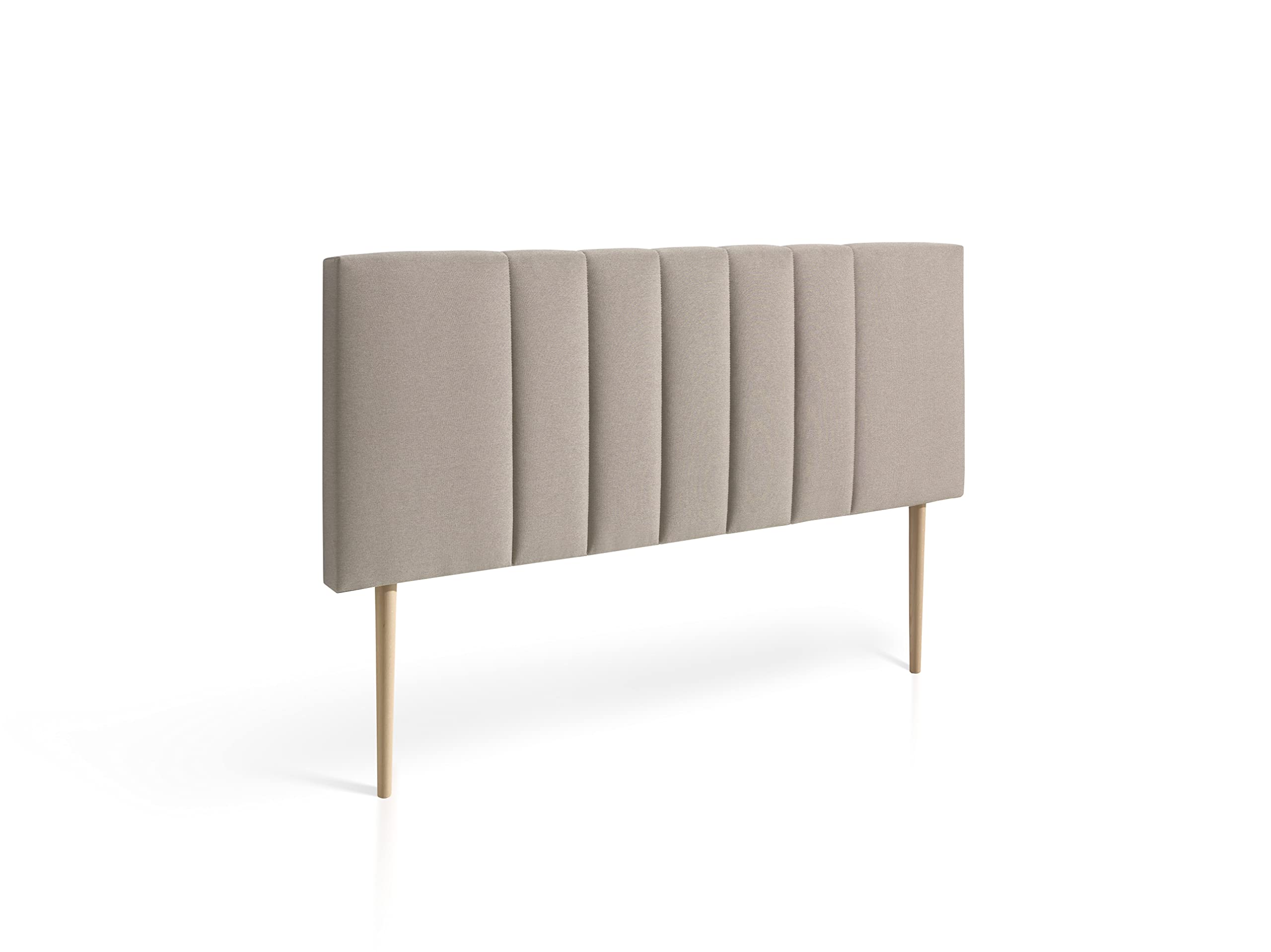 MOMMAHOME® Cabecero de Cama en Tela y Patas de Madera, Luna, Cabecero tapizado en Tela Suave - Cabecero Acolchado Acabado en Tejido, Incluye herrajes, Color marrón, Medidas: 150 x 60 + 40cm de Patas