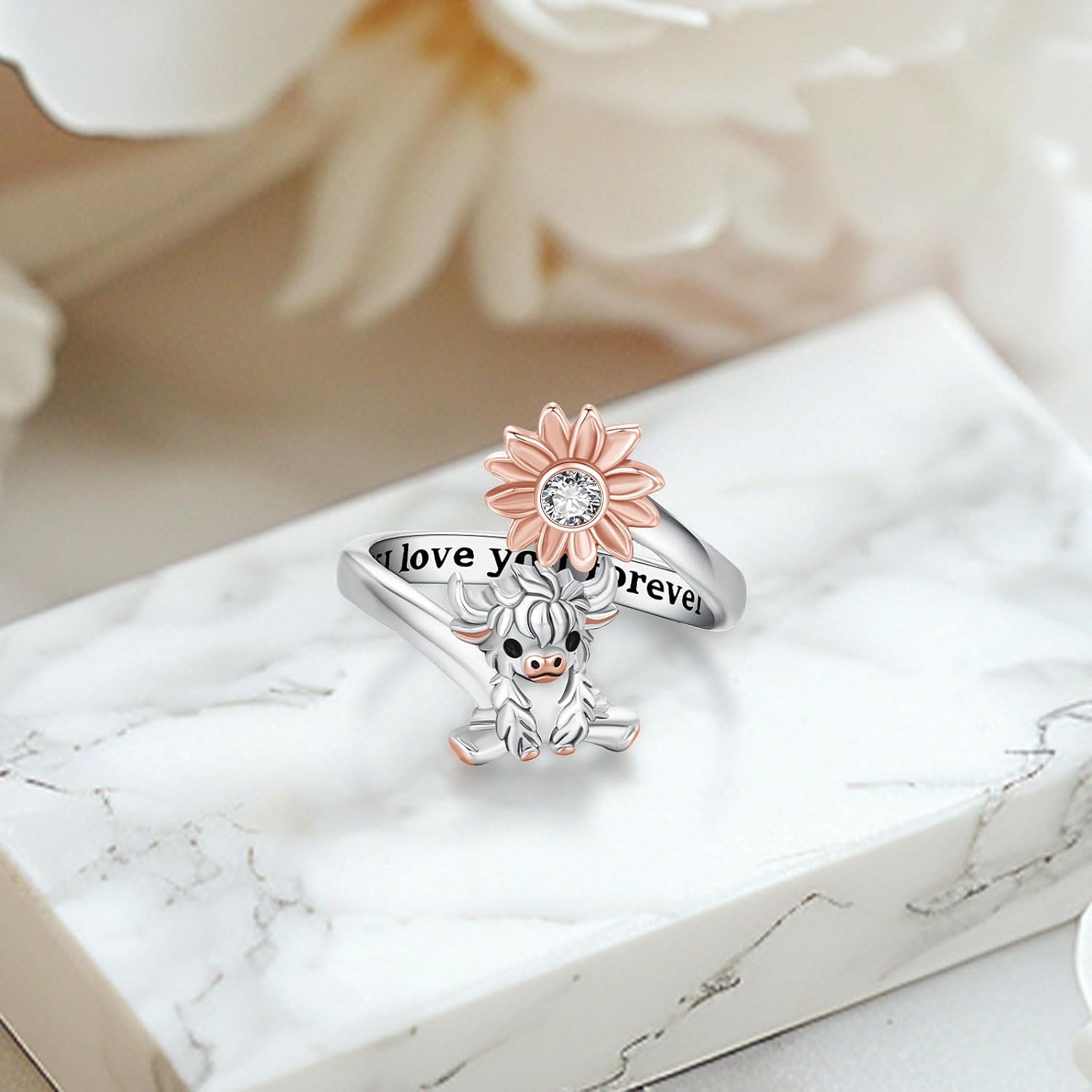 Highland Cow/Wolf/Snake/Clover/Dachshund Ring Jewelry Gifts for Women Men 925 Sterling Silver Viking Norse Vintage Adjustable Open Cute Animal Gothic Rings - Image 3