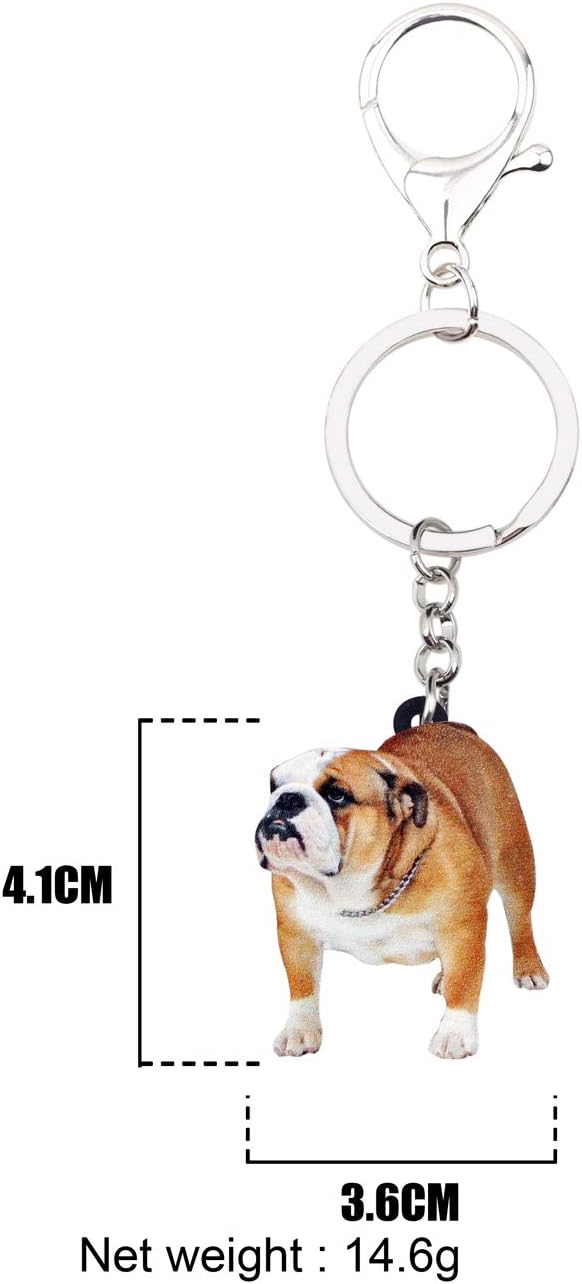 WEVENI Acrylic English Bulldog Keychain Pets Keyring Jewelry Charms For Women Girls Wallet Bag (Yellow2) - Image 6