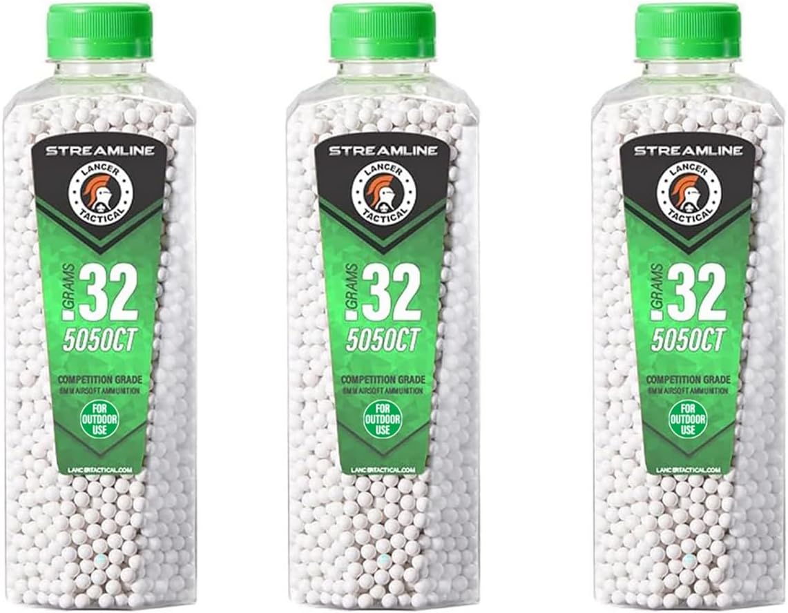 Lancer Tactical Polished Airsoft BBS Outdoor Field Bulk Three Bottles-Made in Taiwan, 5050 Count Each, 15,150 Rounds Total