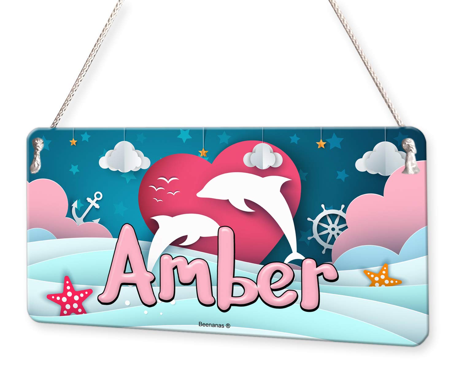 Beenanas Underwater Scene Dolphin Personalised Childs Bedroom Door Sign Name Plaque