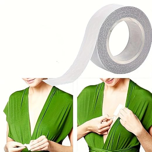 1 Roll Double-Sided Self-Adhesive Clothing Tape - Sweatproof No-Sew Fabric Bonding Strips for Securing Clothing, Protocols & Dressings | Multi- Adhesive Suitable for, Hospital, Outdoor Use