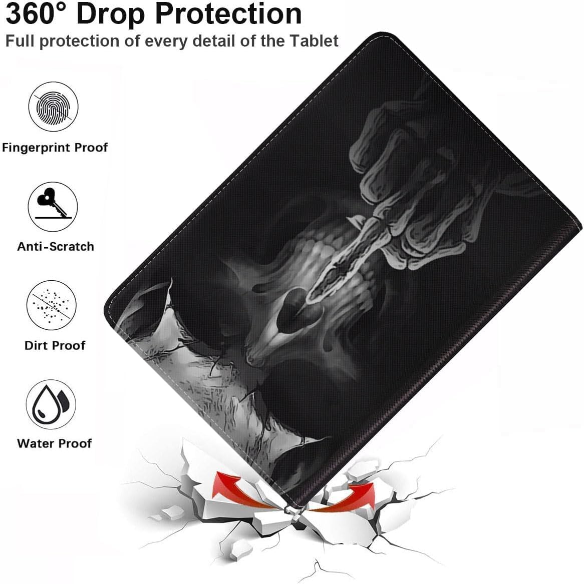Case for iPad (A16) 11th Generation 2025 11 Inch/iPad 10th Generation 2022 10.9 Inch, Slim PU Leather Folding Stand Folio Cover with Auto Sleep/Wake, Funny Skeleton Skull image 3