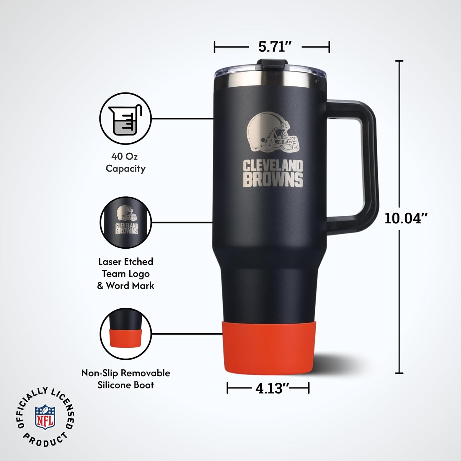 The Memory Company NFL 40oz Game Day Tumbler - Premium Stainless-Steel Double-Wall Vacuum Insulated Travel Cup with Removable Silicone Base , Laser Engraved Team Logo, Hot & Cold Drinks - Image 2