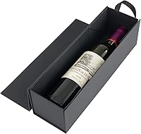 Vista 1 de RYDDOY Caja de regalo de vino, 12.8 x 3.7 x 3.7 pulgadas, cajas de botellas de vino negro con asa para licor y champán, cierre magnético, caja