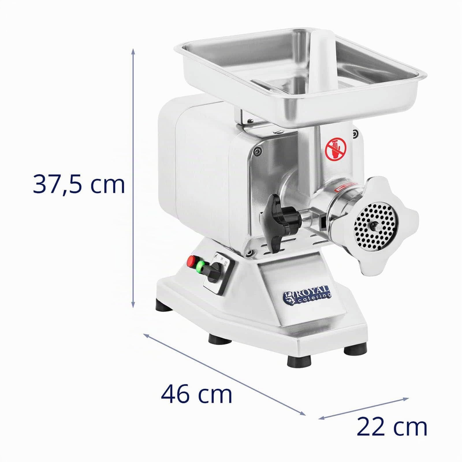 Royal Catering Picadora De Carne Máquina De Carnicería RCFW 120PRO (Potencia: 850 W, 200 kg/h, Cuchillas y discos perforados de acero inoxidable)