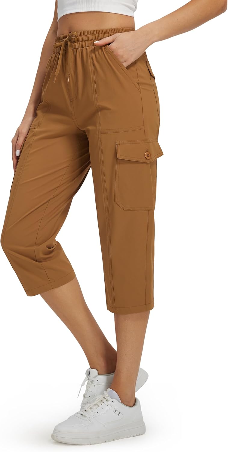Libin Women's Capri Pants Cargo Capris Travel Hiking Casual Summer Cropped Pants Stretch Quick Dry Water Resistant