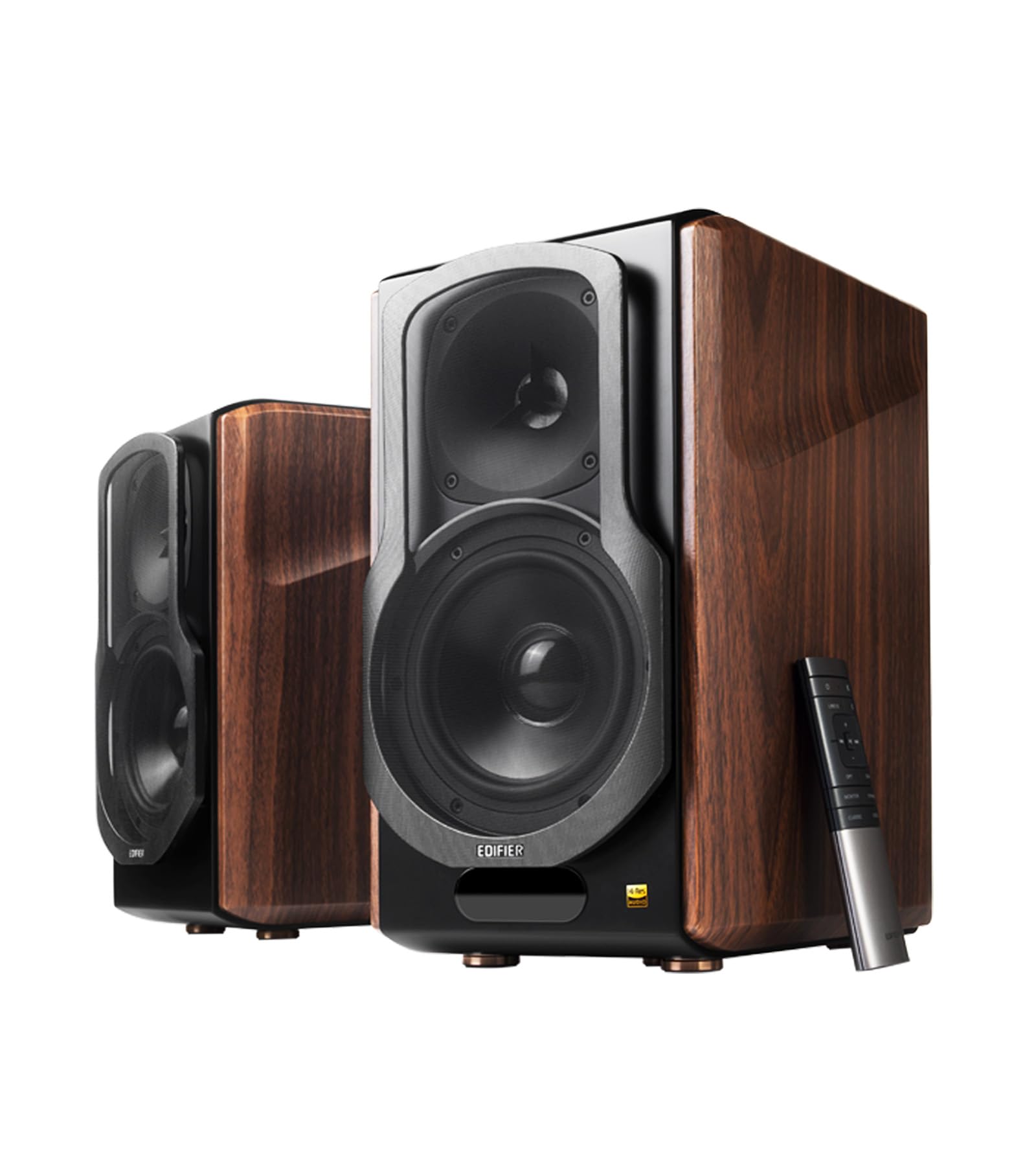 Edifier S2000MKIII Coaxial, Bluetooth, Optical and RCA Bookshelf 2 Speakers, Near-Field Active Tri-Amped 130w Studio Monitor for Audiophiles with Wireless, Line-in and Fiber-Optic Input Walnut