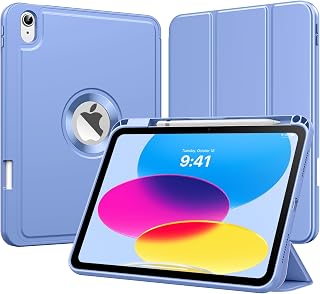 MoKo for iPad (A16) 11th Generation 2025 11-inch/10th Generation 10th 2022 10.9 inch Case with Pencil Holder, Smart Trifold iPad Case with Soft TPU Back Stand Cover, Auto Wake/Sleep, Light Blue Purple