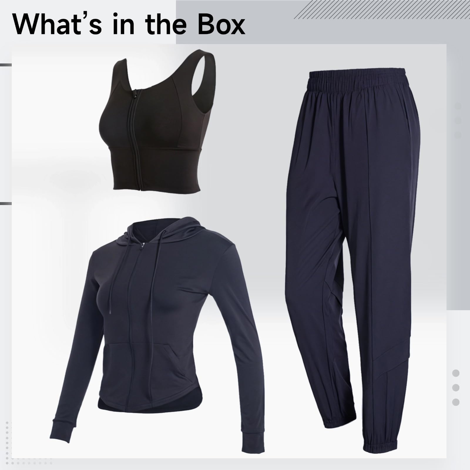 Xxl - Conjunto de entrenamiento de 3 piezas para mujer, brasier deportivo, chaqueta y pantalones deportivos, transpirable y tela