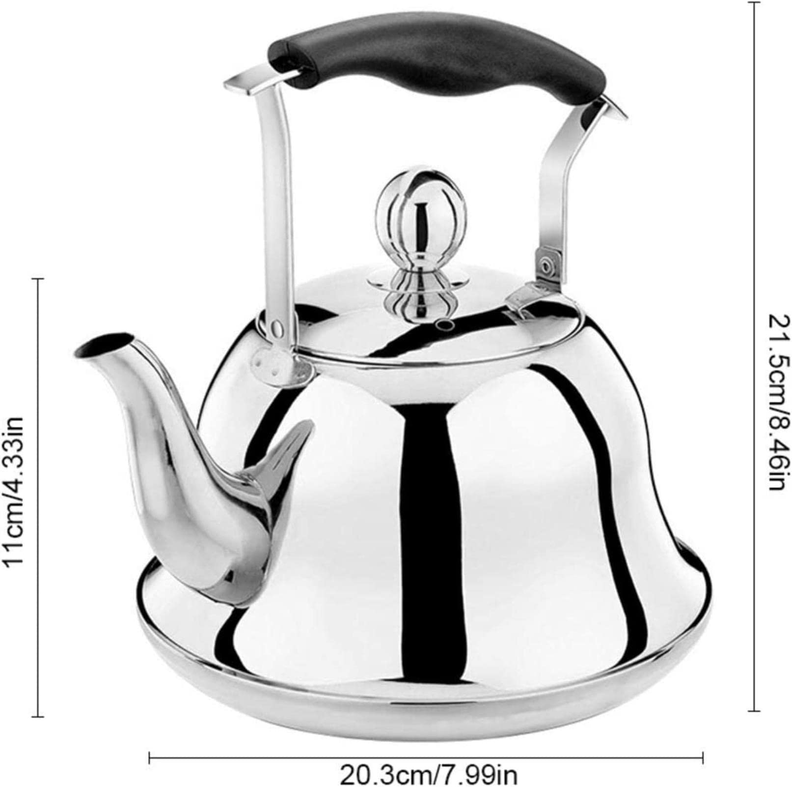 Bouilloire Sifflante En Inox 2L – Compatible Induction – Poignée Anti-chaleur – Pour Camping, Cuisine, Feux De Bois - 11