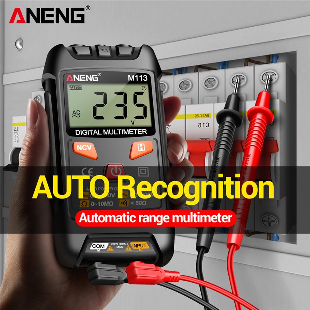 Multimeter Tester,Digital Multimeter 1999 Count with DC AC Voltmeter Ohm Volt Tester Meter High Precision Continuity Test ;Measures Voltage, Resistance;15min Auto Off Data Hold (Black)