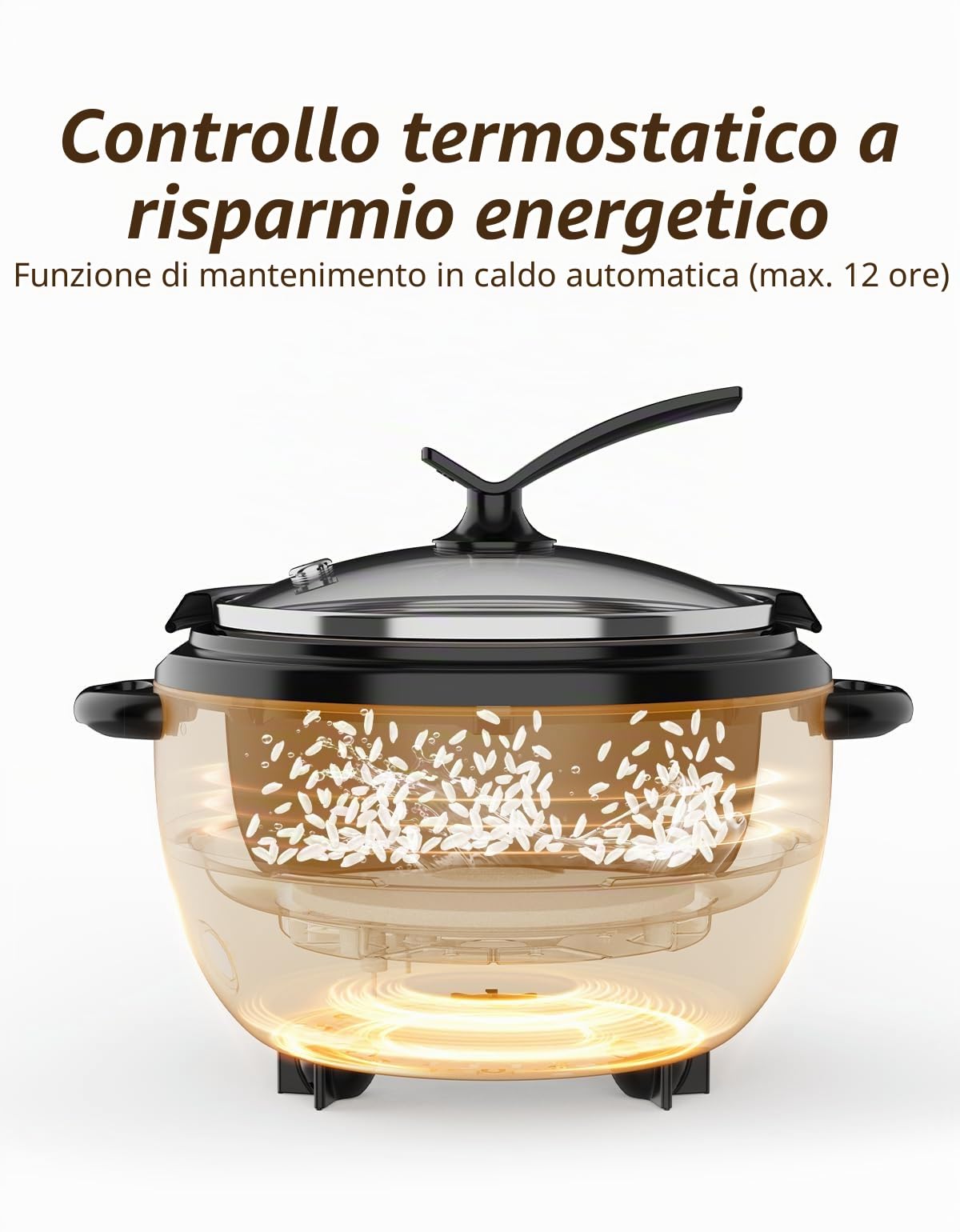 ERC-5P07SL 1L | 400W Cuociriso e Vaporiera 2 in 1 Riscaldare e cuocere 1-5 persone Pentola rimovibile antiaderente