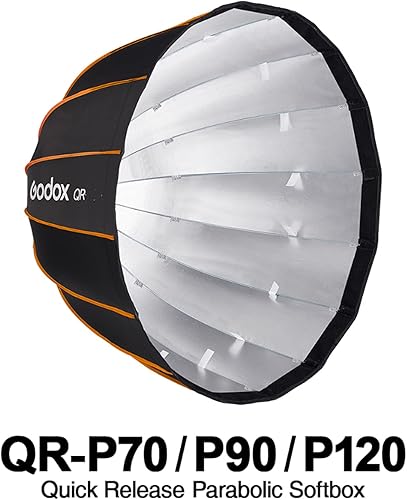Miniatura 2 de Godox QR-P70 - Caja de luz parabólica de 27.5 pulgadas con montaje Bowens, ajuste rápido, con rejilla difusora frontal e interior y bolsa de