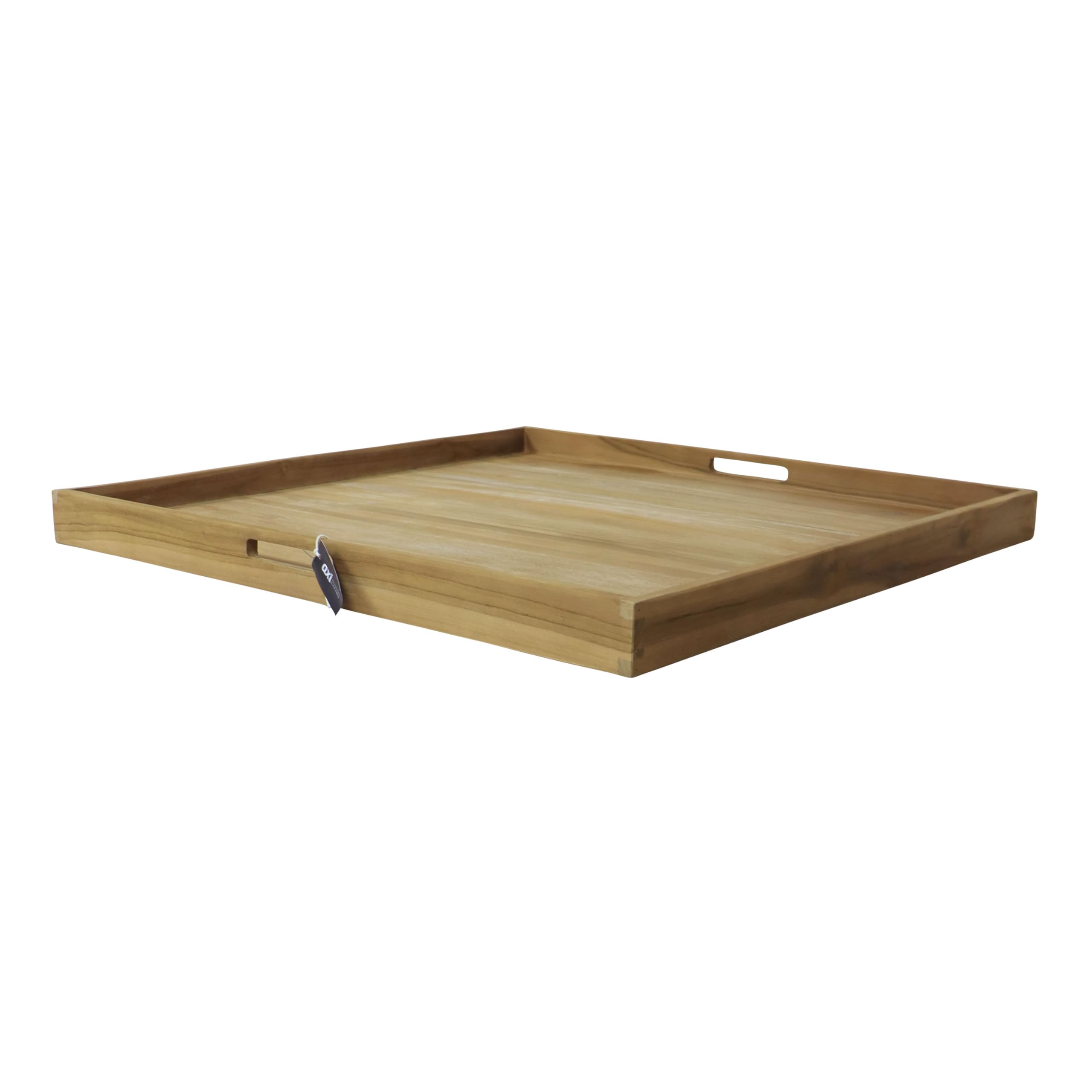 AXI Bayu Bandeja de Madera de Teca - 60 x 60 cm | Plato Cuadrado con Borde Elevado | Ideal para Bebidas, Vasos y Accesorios.