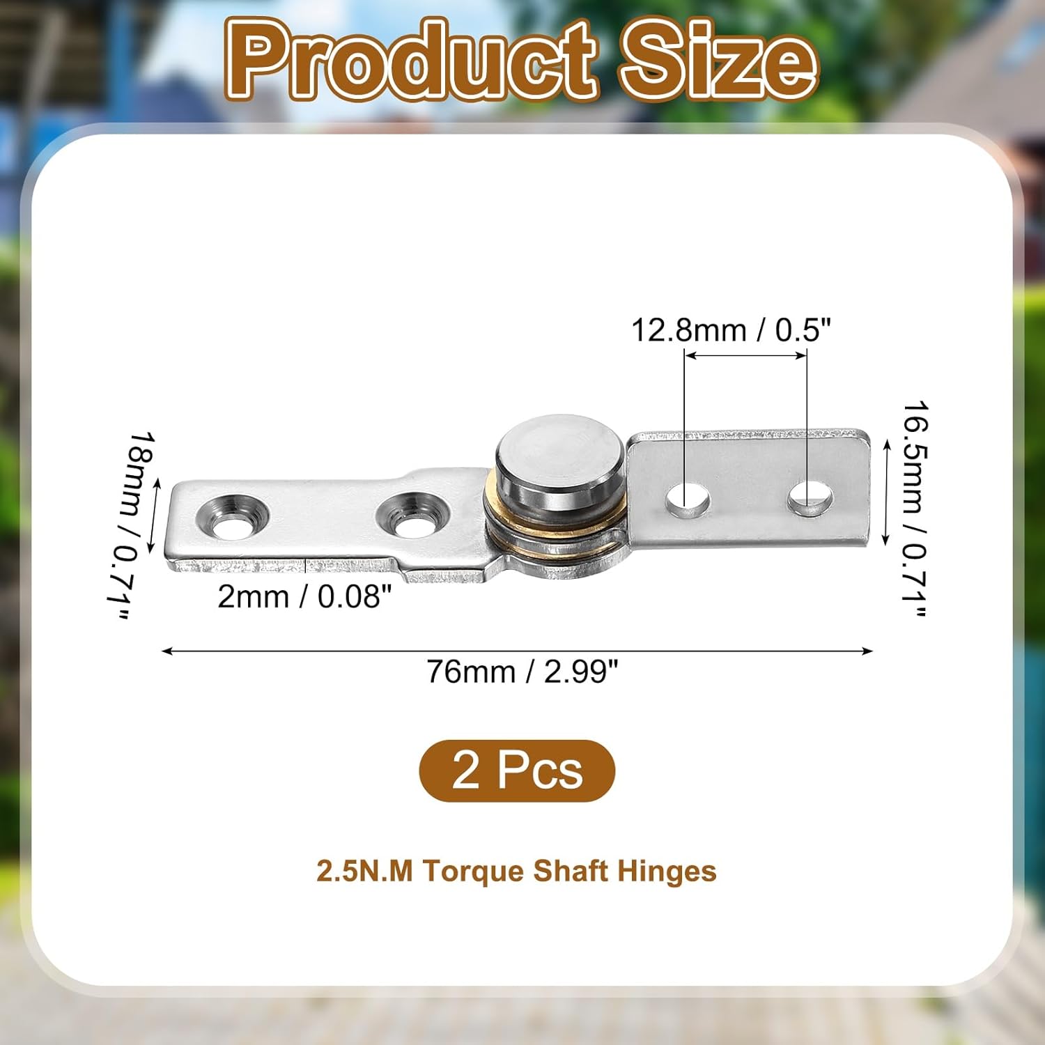 uxcell 4Pcs 2.5 N.M Torque Shaft Hinges, 360 Degree 304 Stainless Steel Damping Flip Hinge for Folding Table, Windows, Doors, Wardrobe, Cabinets, Boxes, Silver