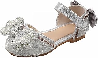 Sapatos sociais para meninas com laço bonito Mary Jane sapatos bailarina com laço de cetim no tornozelo para festa de aniversário de casamento, meninos sapatos ao ar livre